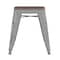 Flash Furniture 4 " Silver Metal Stool with Wood Seat, PK4 ET-BT3503-18-SIL-WD-GG - alternate 5